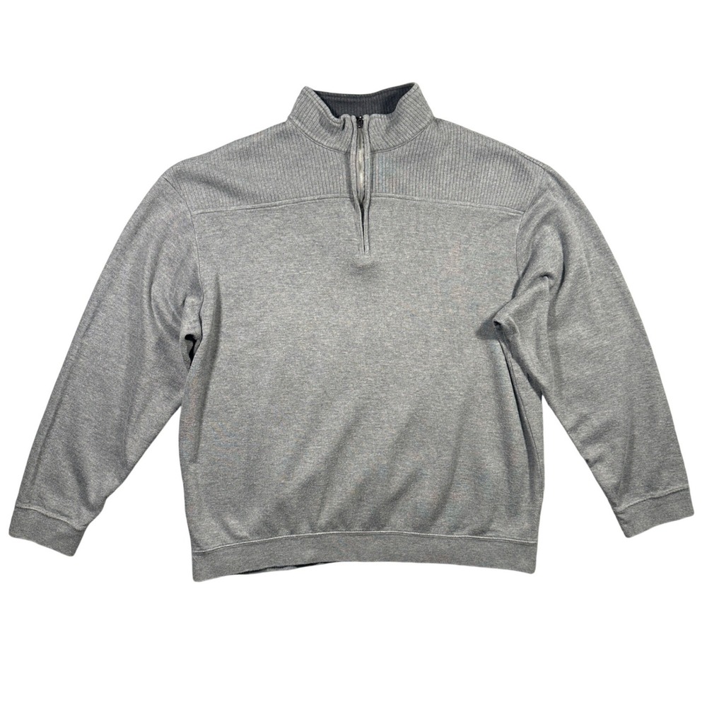 Roundtree &‎ Yorke Quarter Zip Pullover Mens XL Gray Pima Cotton Sweater
